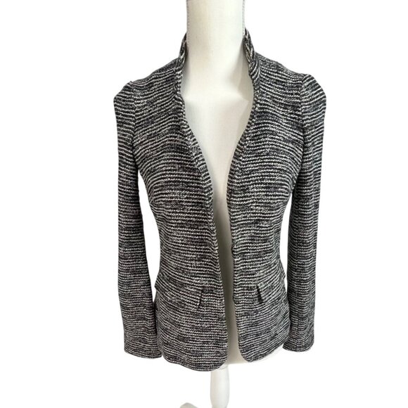 Talbots Petites 2P Berkeley Black & White Tweed Knit Blazer Nubby Cozy - Picture 3 of 11